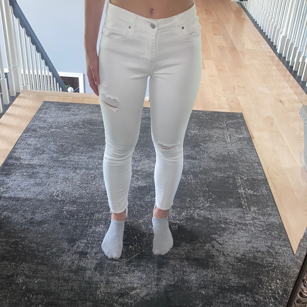 Levi white ripped skinny jeans